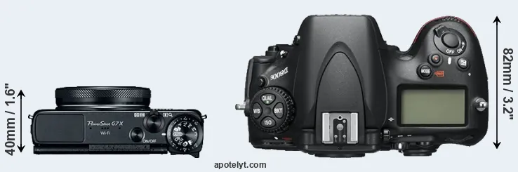 Compare G7X versus D800E top