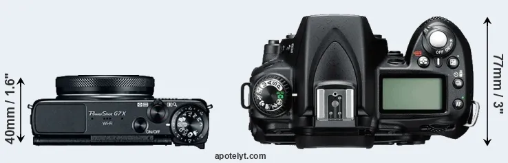 Compare G7X versus D90 top