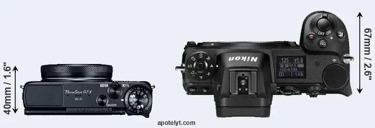 Compare G7X versus Z6 top