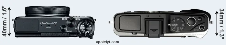 Compare G7X versus E-P3 top