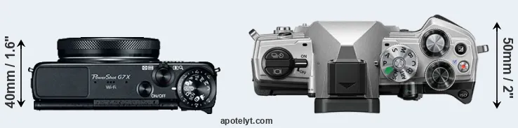 Compare G7X versus OM-5 top