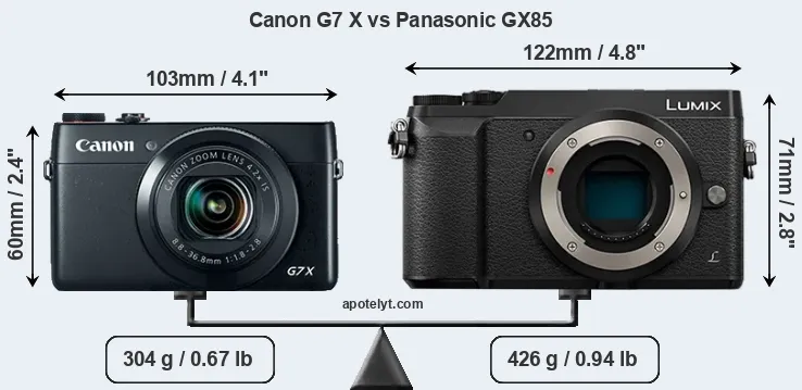 Size Canon G7 X vs Panasonic GX85