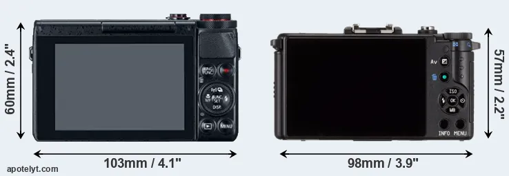 Comparison G7X or Pentax Q rear