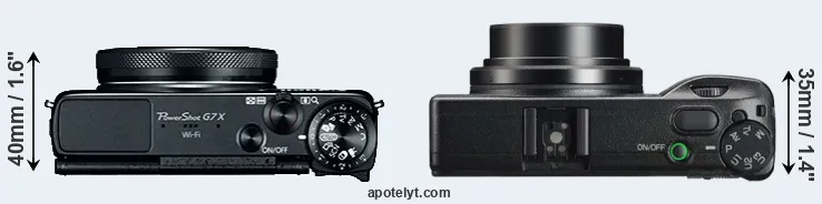 Compare G7X versus GR IIIx top