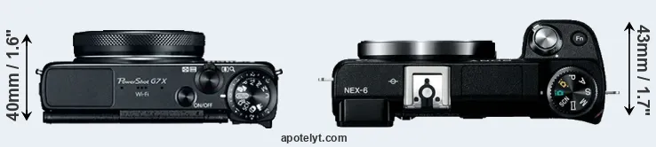 Compare G7X versus NEX-6 top