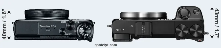 Compare G7X versus NEX-7 top