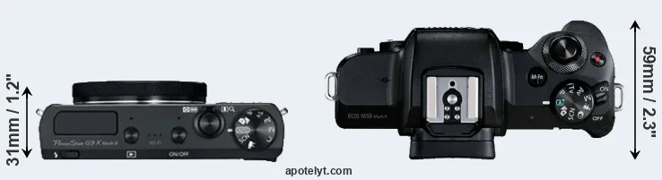 Compare G9X Mark II versus M50 Mark II top