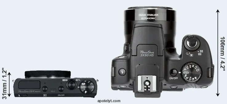 Compare G9X Mark II versus SX50 top