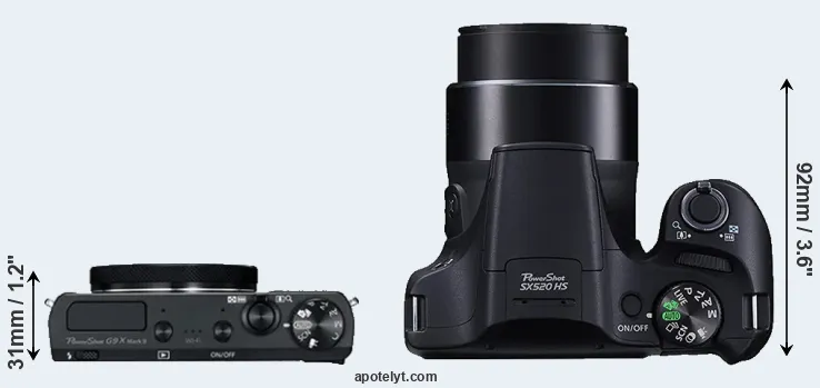 Compare G9X Mark II versus SX520 top