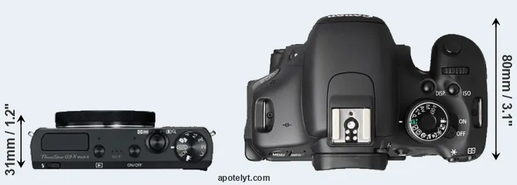 Compare G9X Mark II versus T3i top