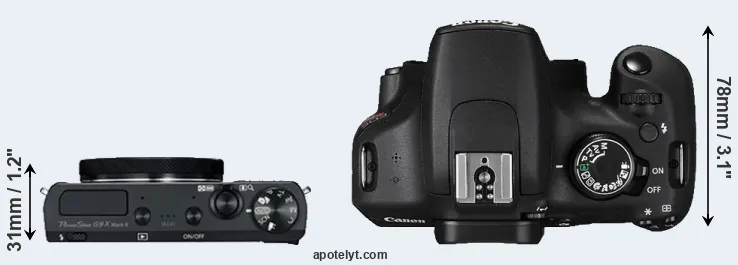 Compare G9X Mark II versus T5 top