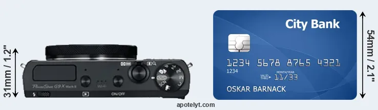 G9X Mark II versus credit card top view