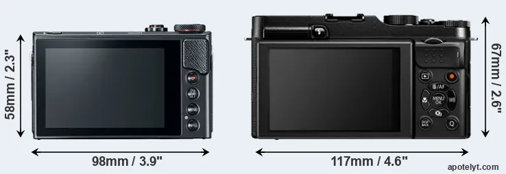 Comparison G9X Mark II or X-A1 rear