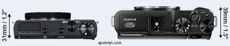 Compare G9X Mark II versus X-A1 top