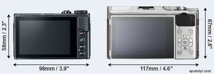 Comparison G9X Mark II or X-A3 rear