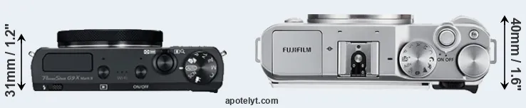 Compare G9X Mark II versus X-A3 top