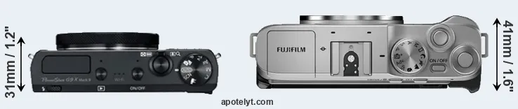 Compare G9X Mark II versus X-A7 top