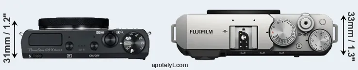 Compare G9X Mark II versus X-E4 top