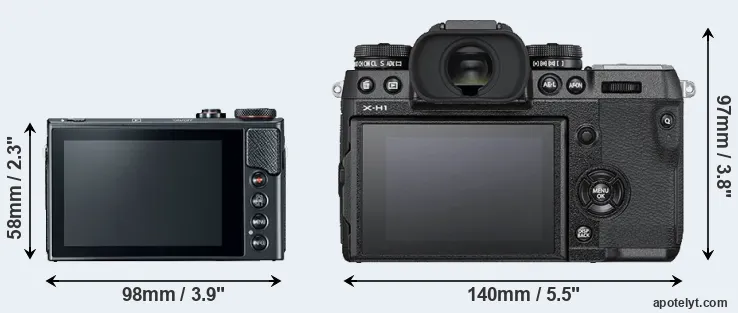 Comparison G9X Mark II or X-H1 rear