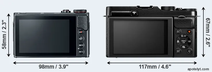 Comparison G9X Mark II or X-M1 rear