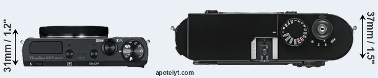 Compare G9X Mark II versus M9 top