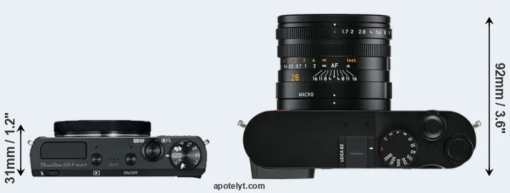 Compare G9X Mark II versus Q2 top