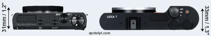 Compare G9X Mark II versus T Typ 701 top
