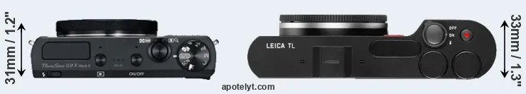 Compare G9X Mark II versus TL top