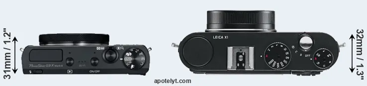 Compare G9X Mark II versus X1 top