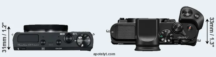 Compare G9X Mark II versus V3 top
