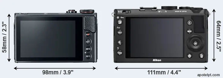 Comparison G9X Mark II or Coolpix A rear