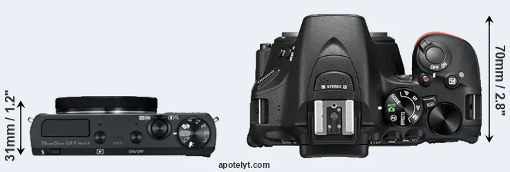 Compare G9X Mark II versus D5500 top