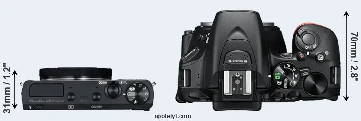 Compare G9X Mark II versus D5600 top