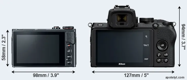 Comparison G9X Mark II or Z50 rear