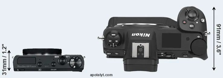 Compare G9X Mark II versus Z9 top