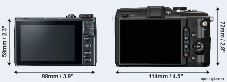 Comparison G9X Mark II or E-PL2 rear