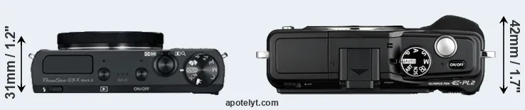 Compare G9X Mark II versus E-PL2 top