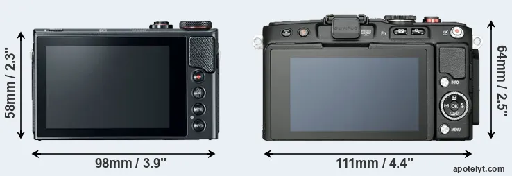 Comparison G9X Mark II or E-PL6 rear