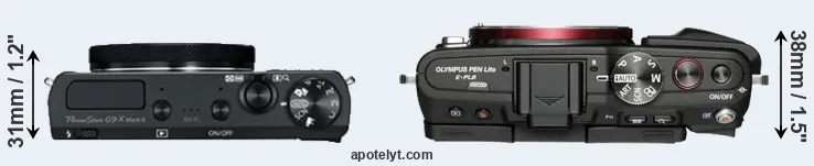 Compare G9X Mark II versus E-PL6 top
