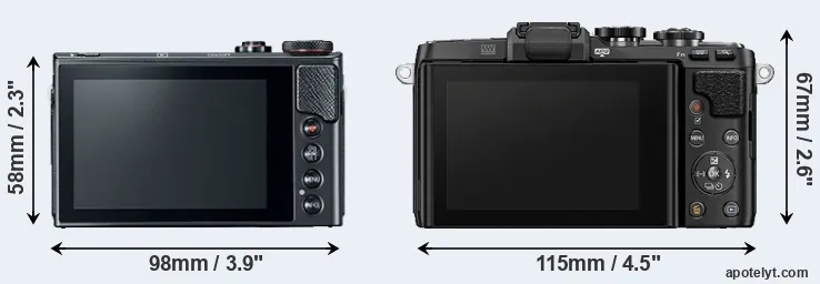 Comparison G9X Mark II or E-PL7 rear