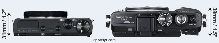 Compare G9X Mark II versus E-PL7 top