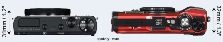 Compare G9X Mark II versus TG-5 top