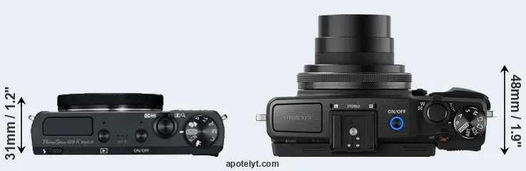 Compare G9X Mark II versus XZ-2 top
