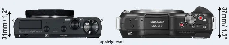 Compare G9X Mark II versus GF5 top