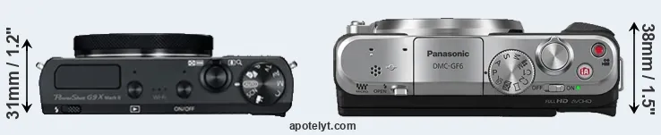 Compare G9X Mark II versus GF6 top