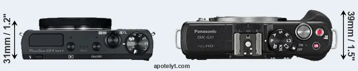 Compare G9X Mark II versus GX1 top