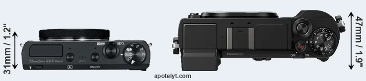 Compare G9X Mark II versus GX9 top