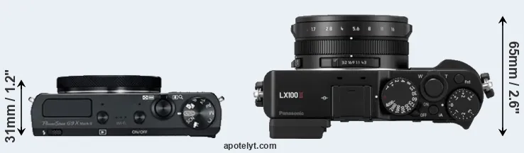 Compare G9X Mark II versus LX100 II top