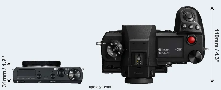 Compare G9X Mark II versus S1H top