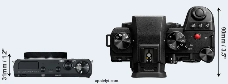 Compare G9X Mark II versus S5 II top